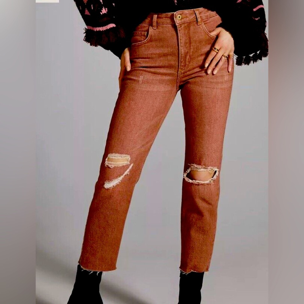 Pilcro Burgundy Distressed Jeans